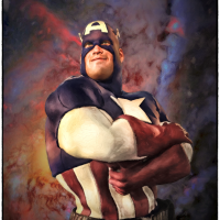 Capitán América estilo cómic. Técnica mixta. 1m x 1m