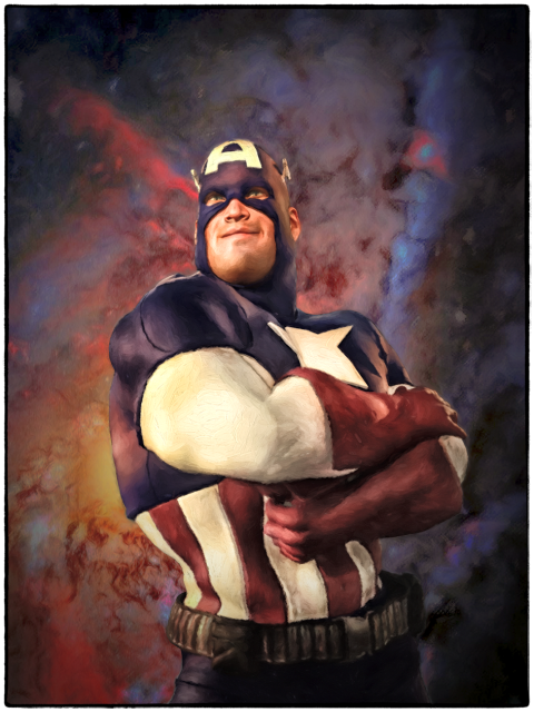 Capitán América estilo cómic. Técnica mixta. 1m x 1m
